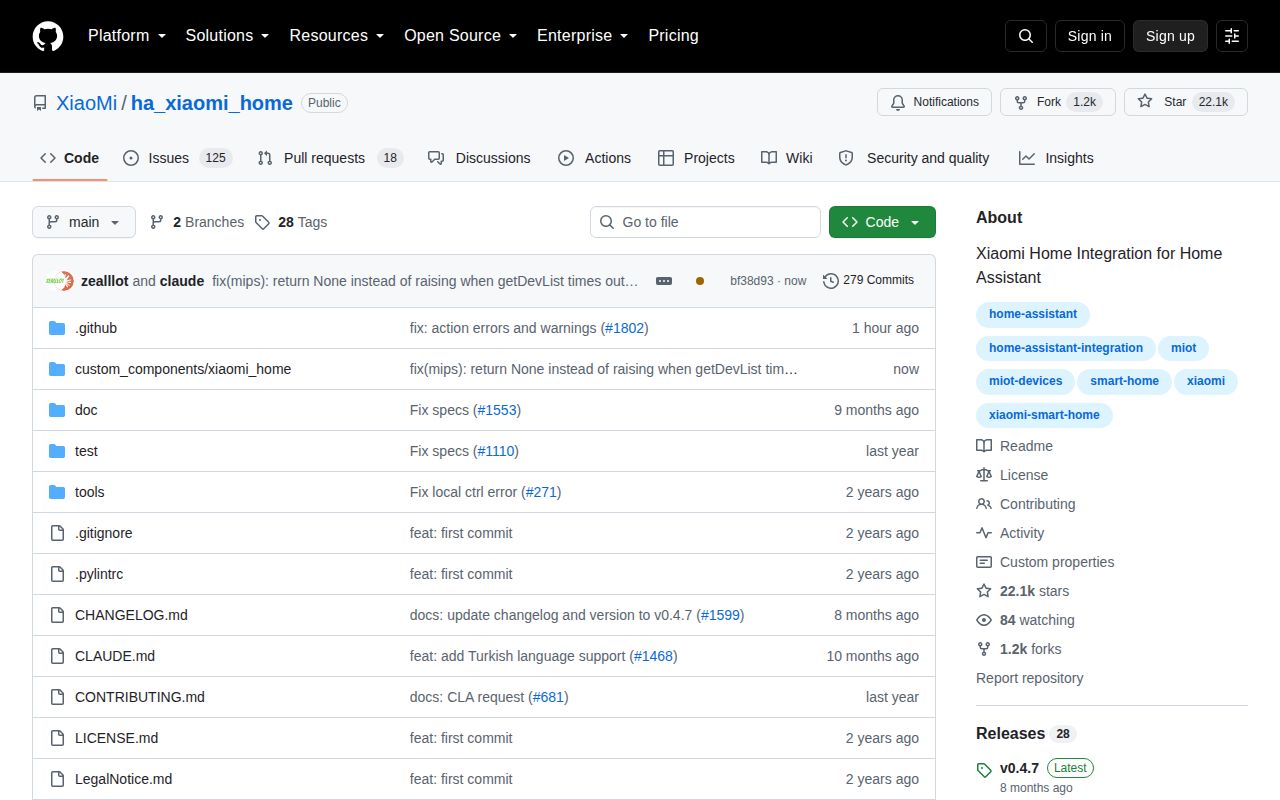 Screenshot of ha_xiaomi_home (github.com/XiaoMi/ha_xiaomi_home)