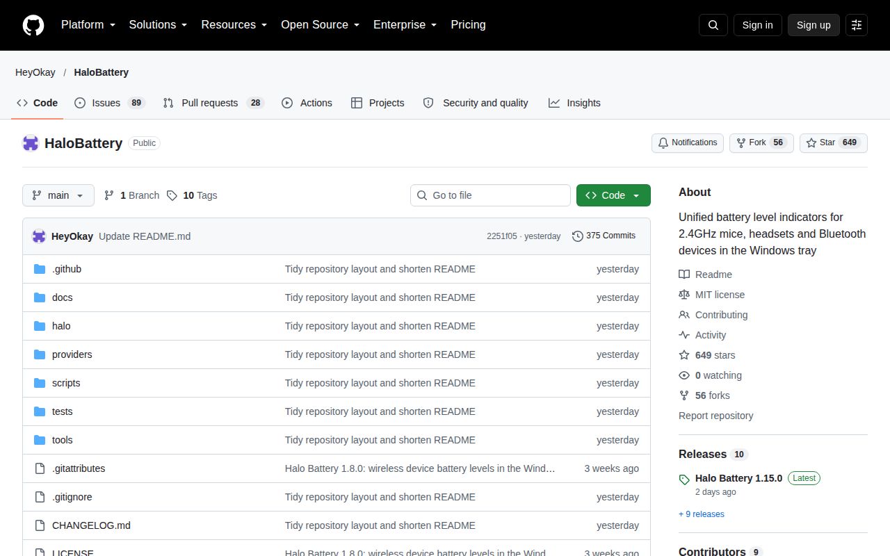 Screenshot of HaloBattery (github.com/HeyOkay/HaloBattery)