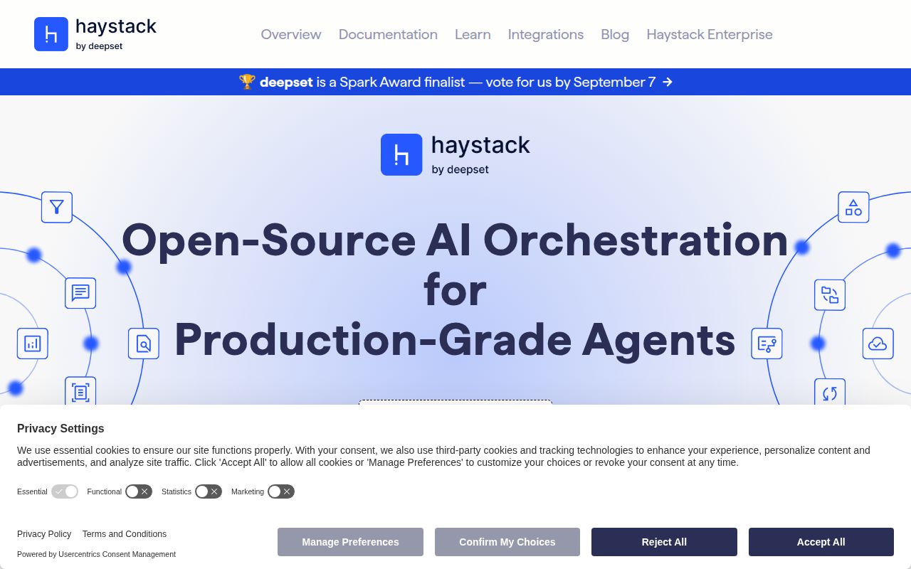 Screenshot of haystack (haystack.deepset.ai)
