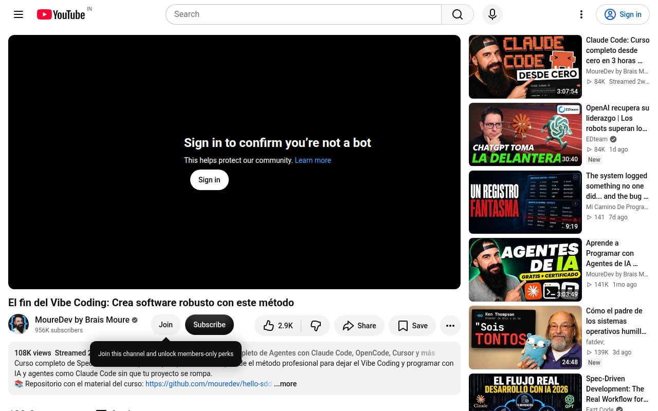 Screenshot of hello-sdd (youtube.com/live/5HaOxAAA5qI)