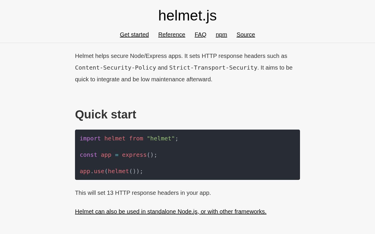 Screenshot of helmet documentation