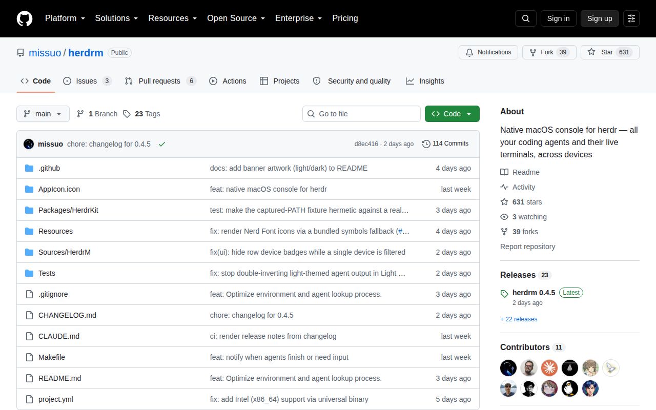 Screenshot of herdrm (github.com/missuo/herdrm)