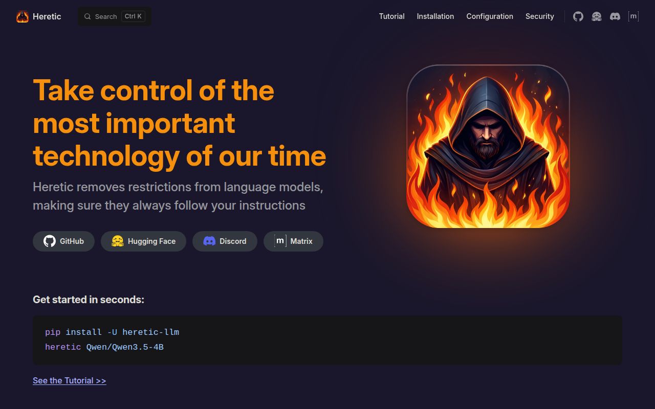 Screenshot of heretic (heretic-project.org)