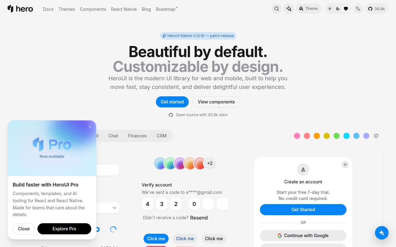 Screenshot of heroui (heroui.com)