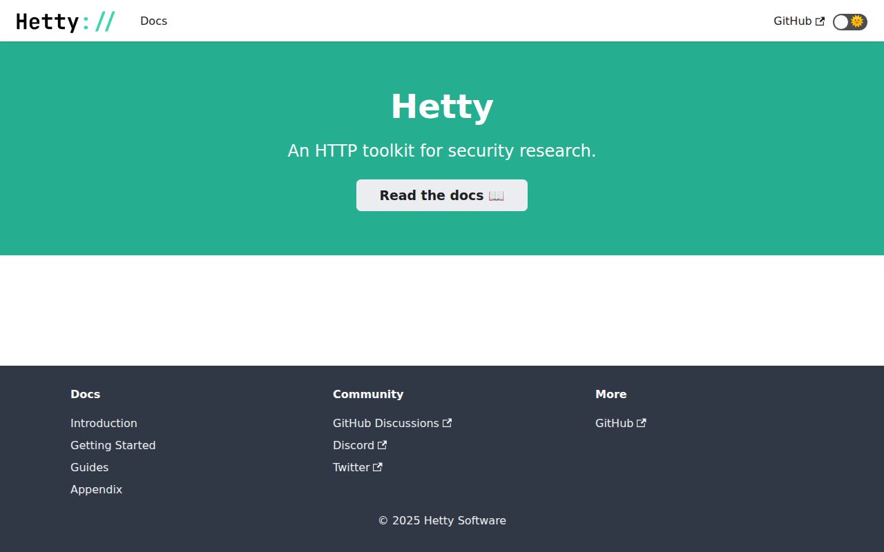 Screenshot of hetty (hetty.xyz)