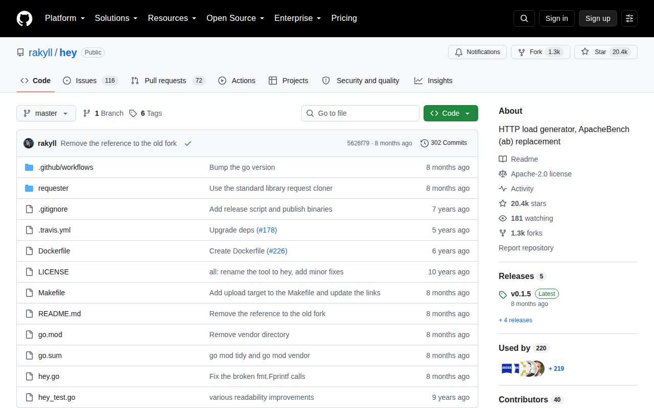 Screenshot of hey (github.com/rakyll/hey)