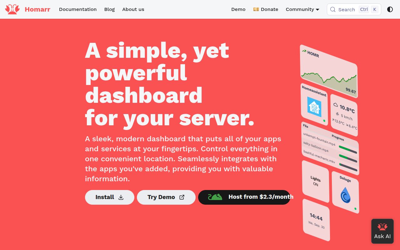 Screenshot of homarr (homarr.dev)