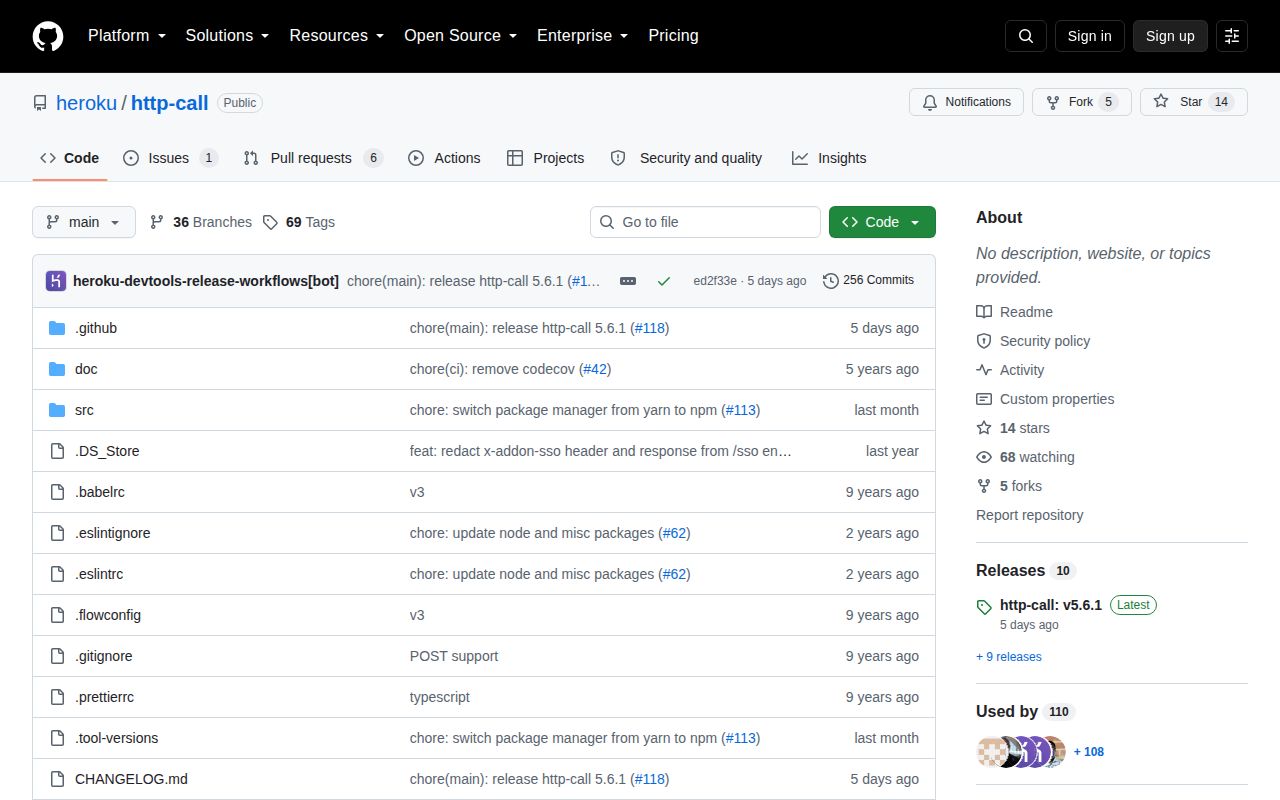 Screenshot of http-call documentation