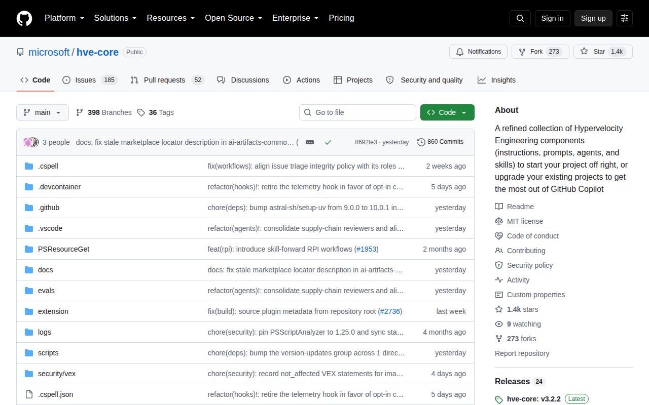 Screenshot of hve-core (github.com/microsoft/hve-core)