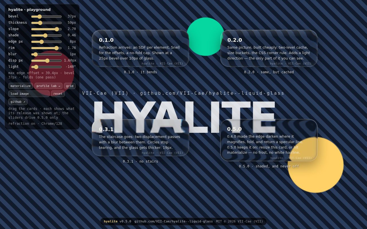 Screenshot of hyalite--liquid-glass (vii-cae.github.io/hyalite--liquid-glass/demo/index.html)