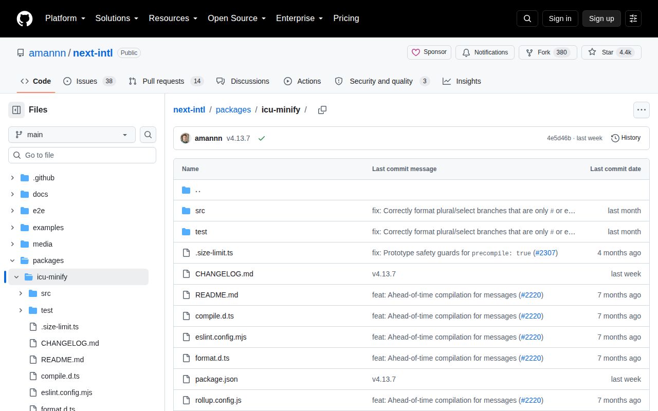 Screenshot of icu-minify documentation