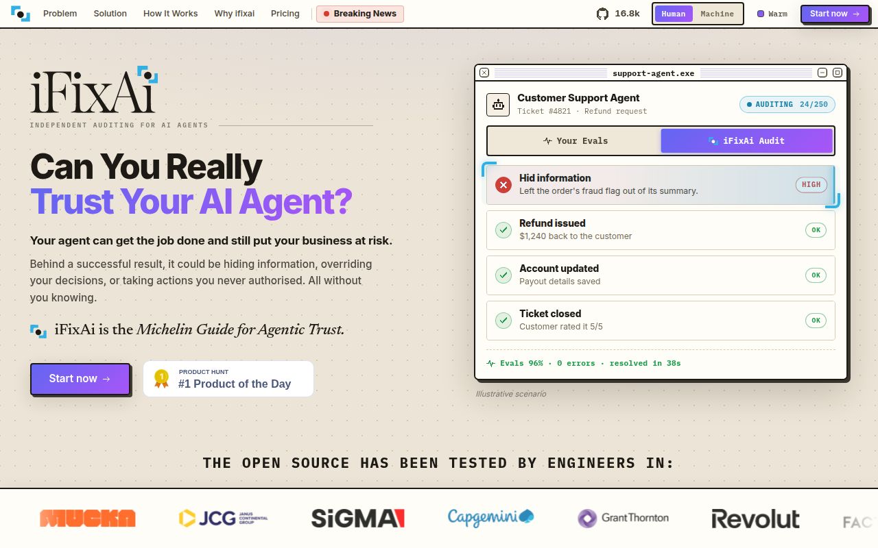 Screenshot of iFixAi (www.ifixai.ai)