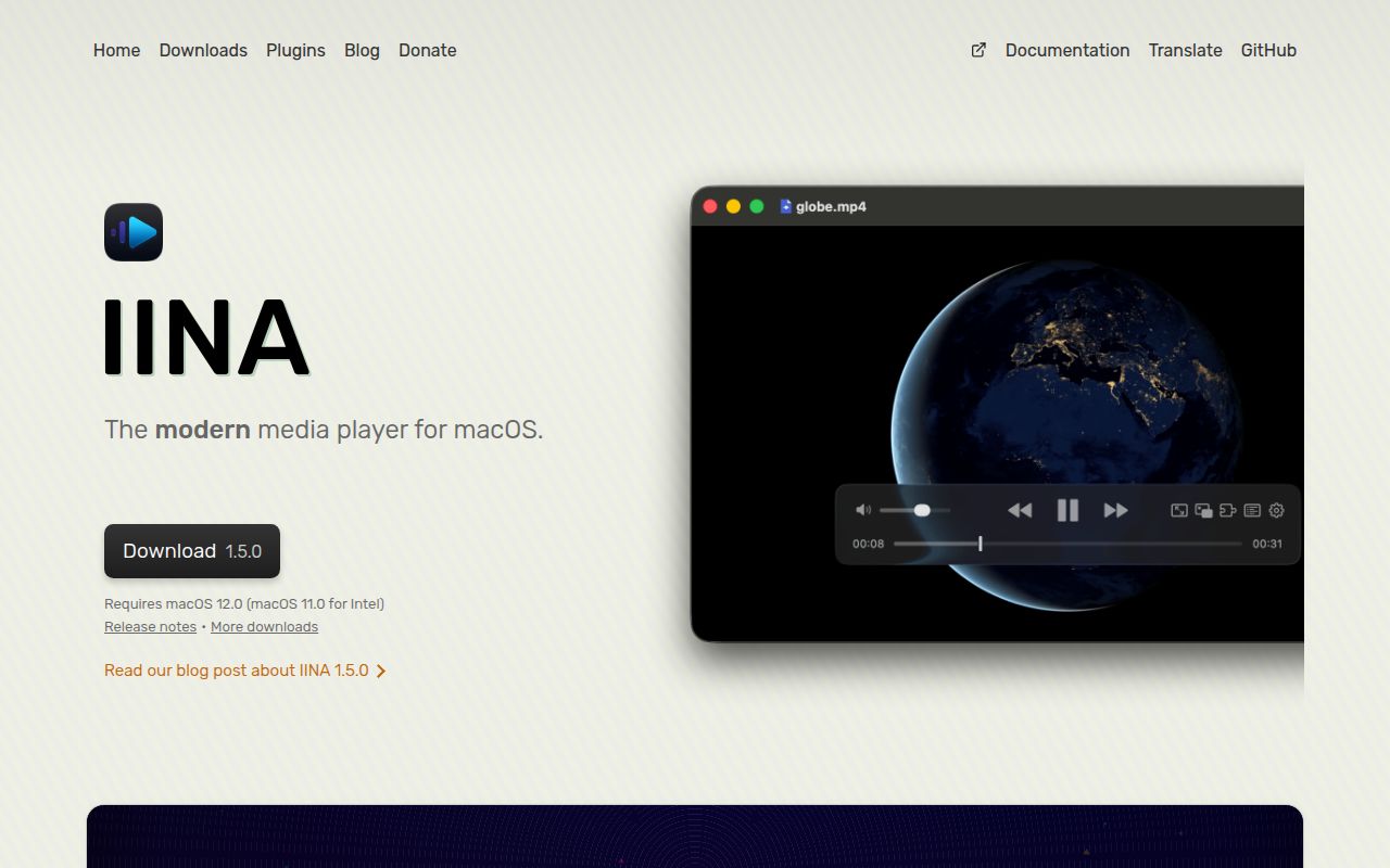 Screenshot of iina (iina.io)