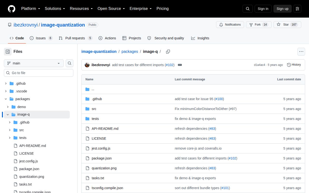 Screenshot of image-q documentation