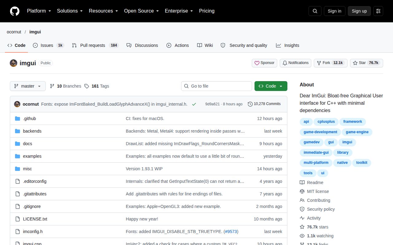 Screenshot of imgui (github.com/ocornut/imgui)