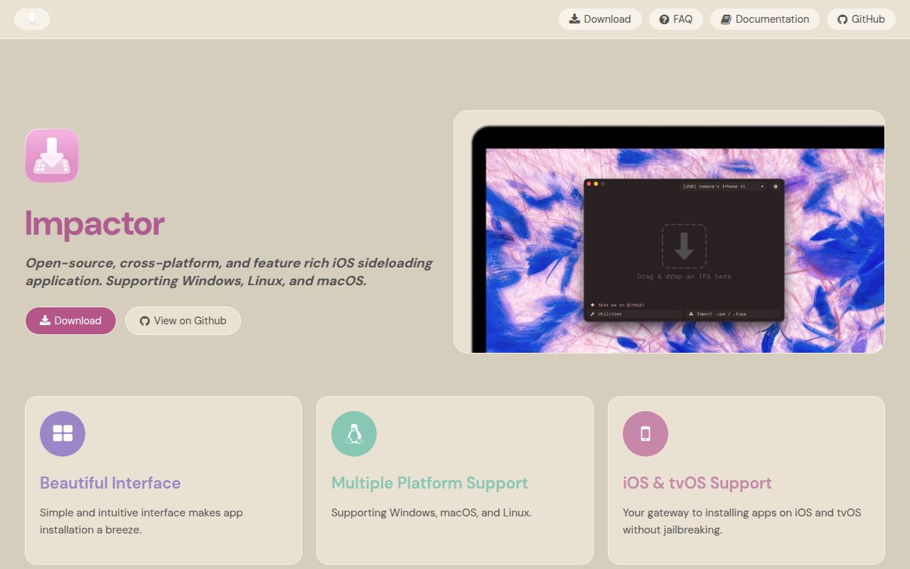 Screenshot of Impactor (impactor.claration.dev)