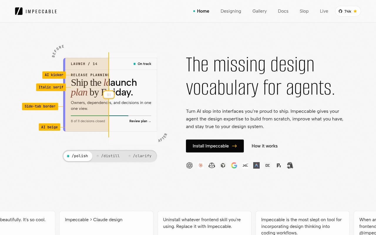 Screenshot of impeccable (impeccable.style)