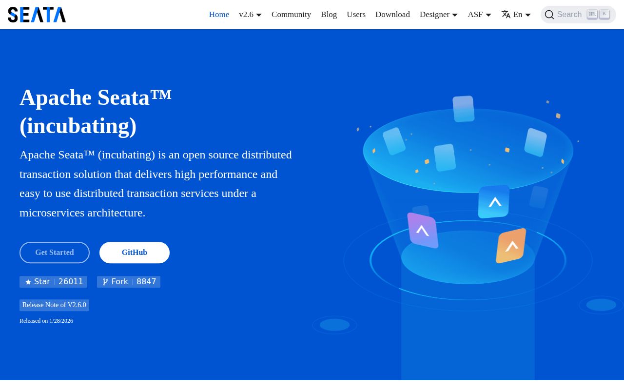 Screenshot of incubator-seata (seata.apache.org)