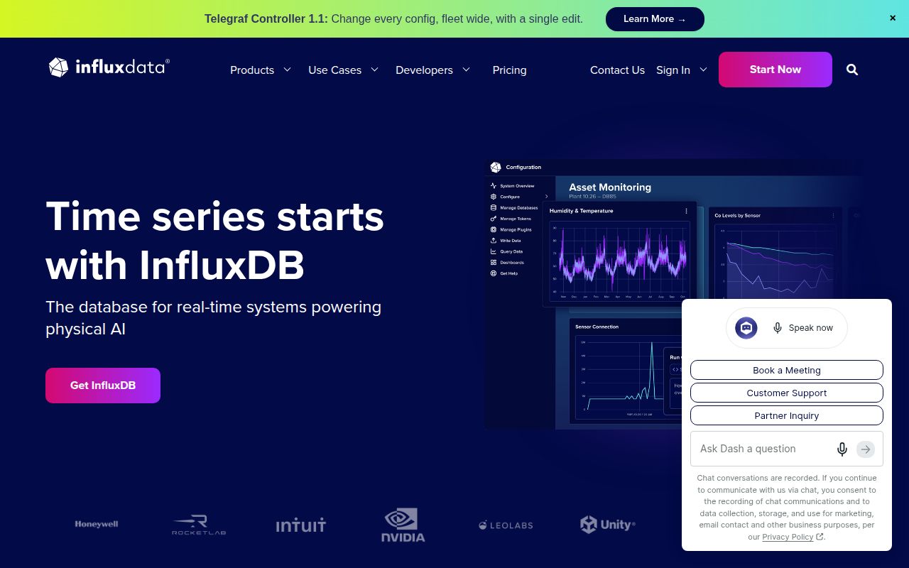 Screenshot of influxdb (influxdata.com)
