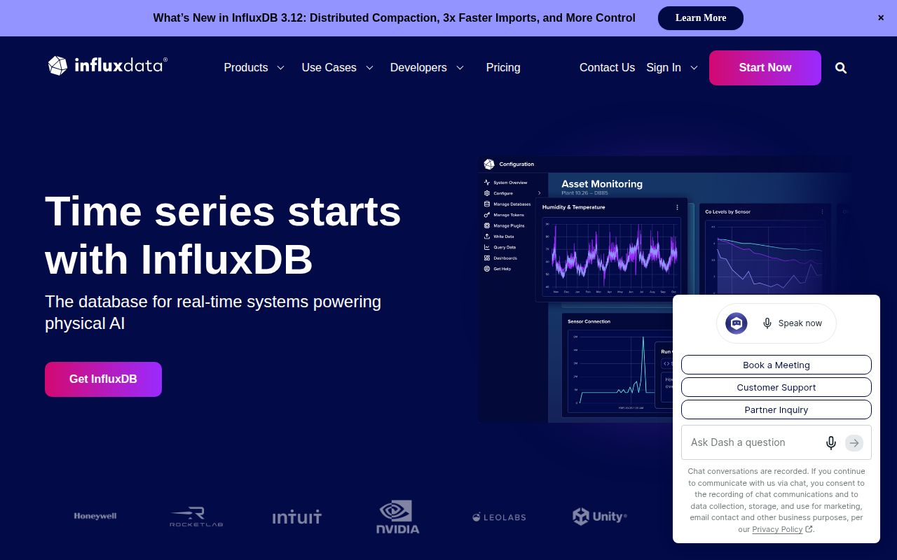 Screenshot of influxdb (influxdata.com)
