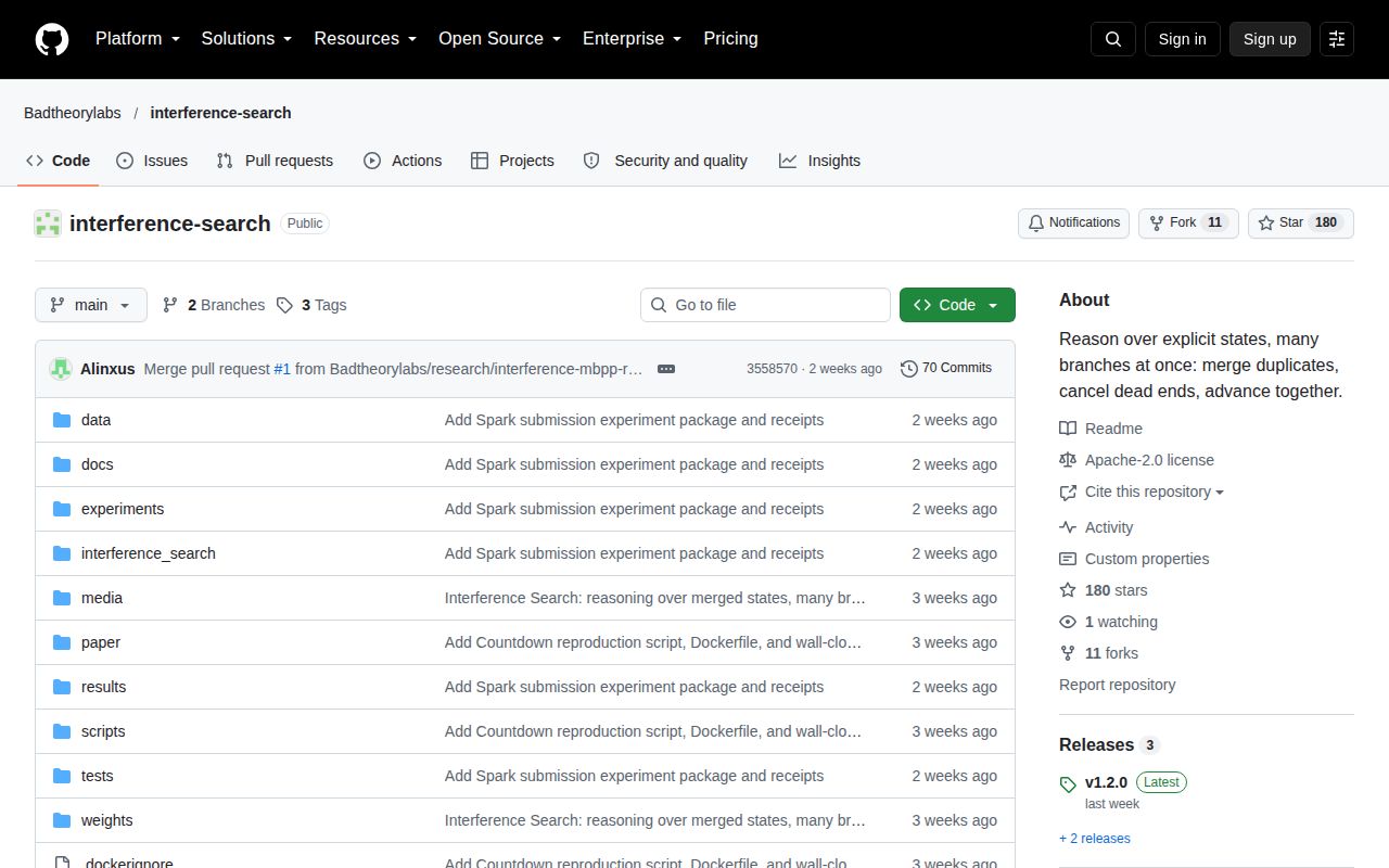 Screenshot of interference-search (github.com/Badtheorylabs/interference-search)