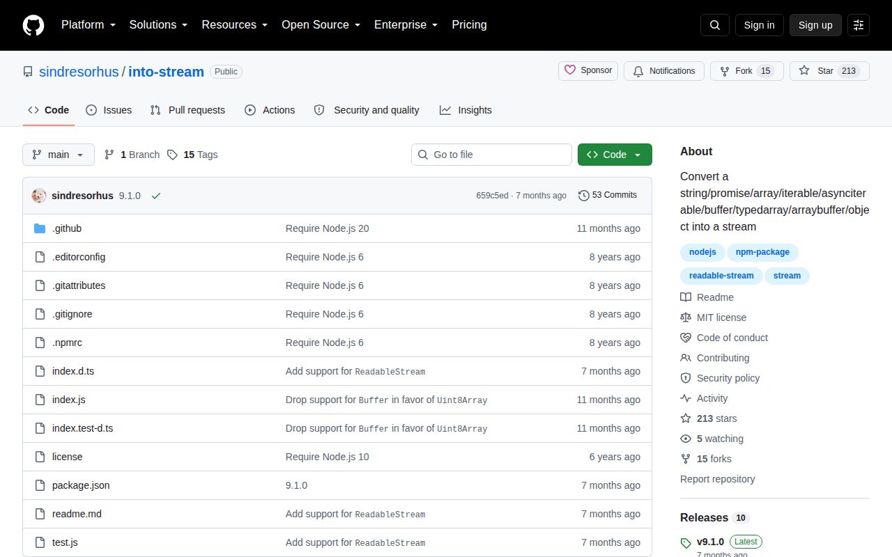 Screenshot of into-stream documentation