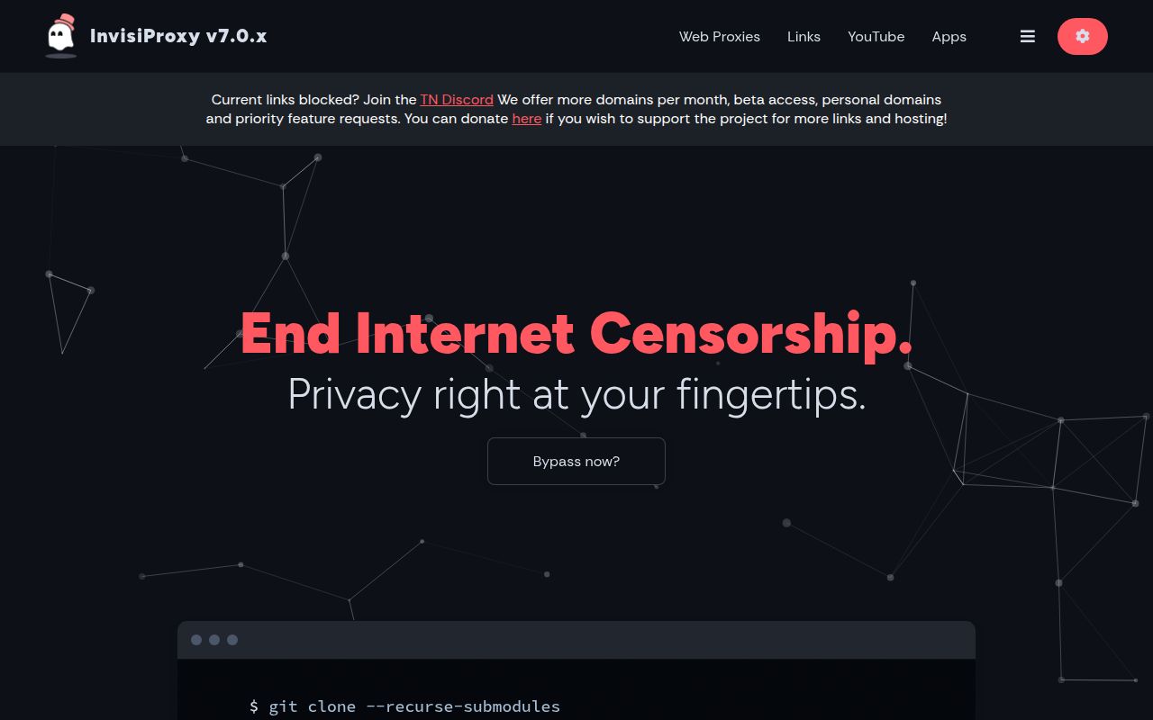Screenshot of InvisiProxy (invisiproxy.com)
