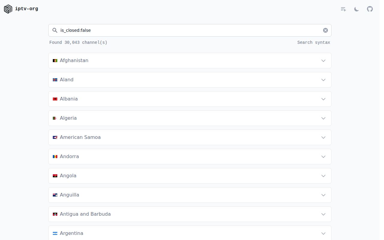 Screenshot of iptv (iptv-org.github.io)