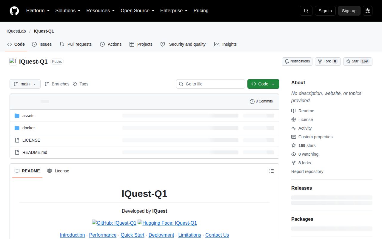 Screenshot of IQuest-Q1 (github.com/IQuestLab/IQuest-Q1)