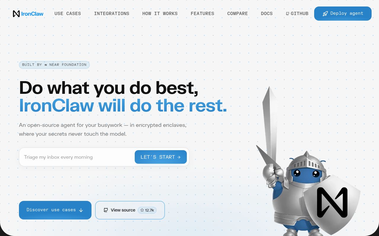 Screenshot of ironclaw (www.ironclaw.com)