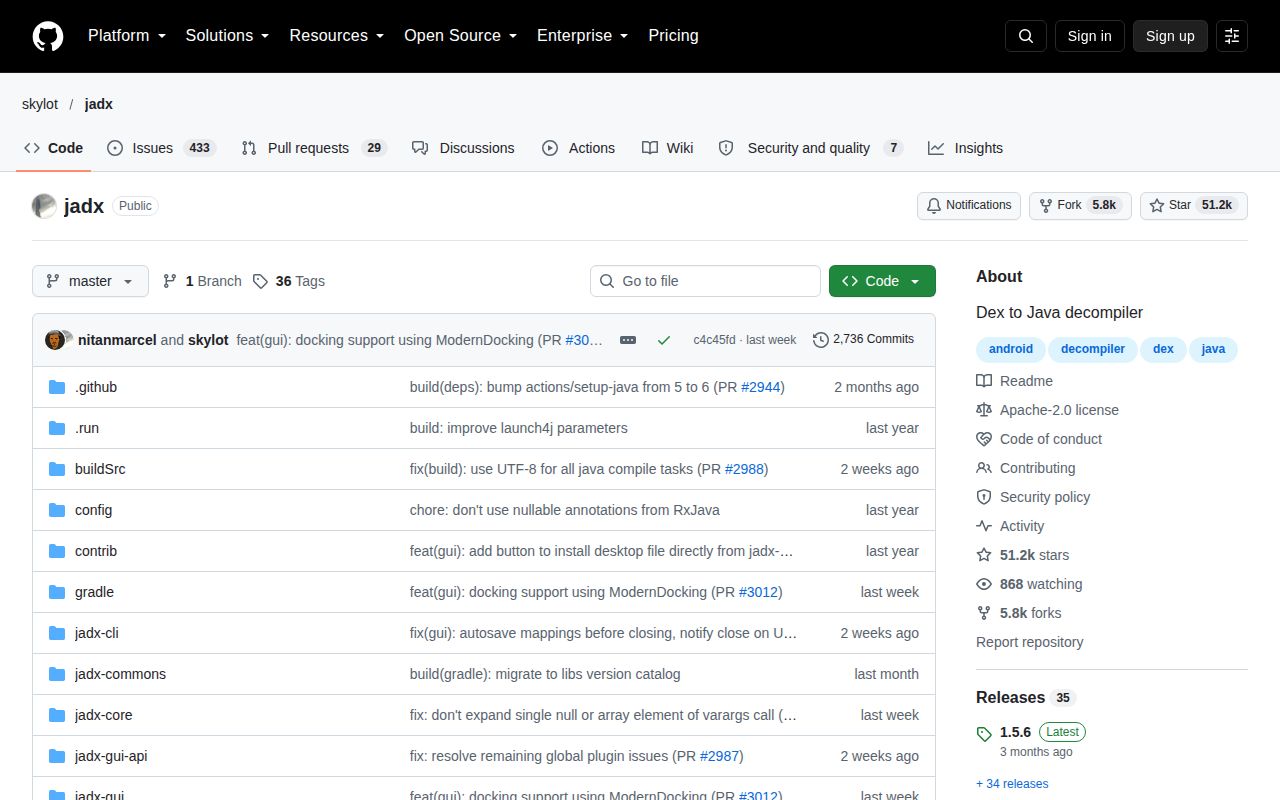Screenshot of jadx (github.com/skylot/jadx)