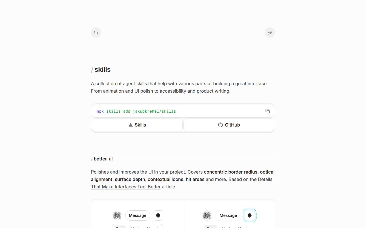 Screenshot of skills (jakub.kr/skills)