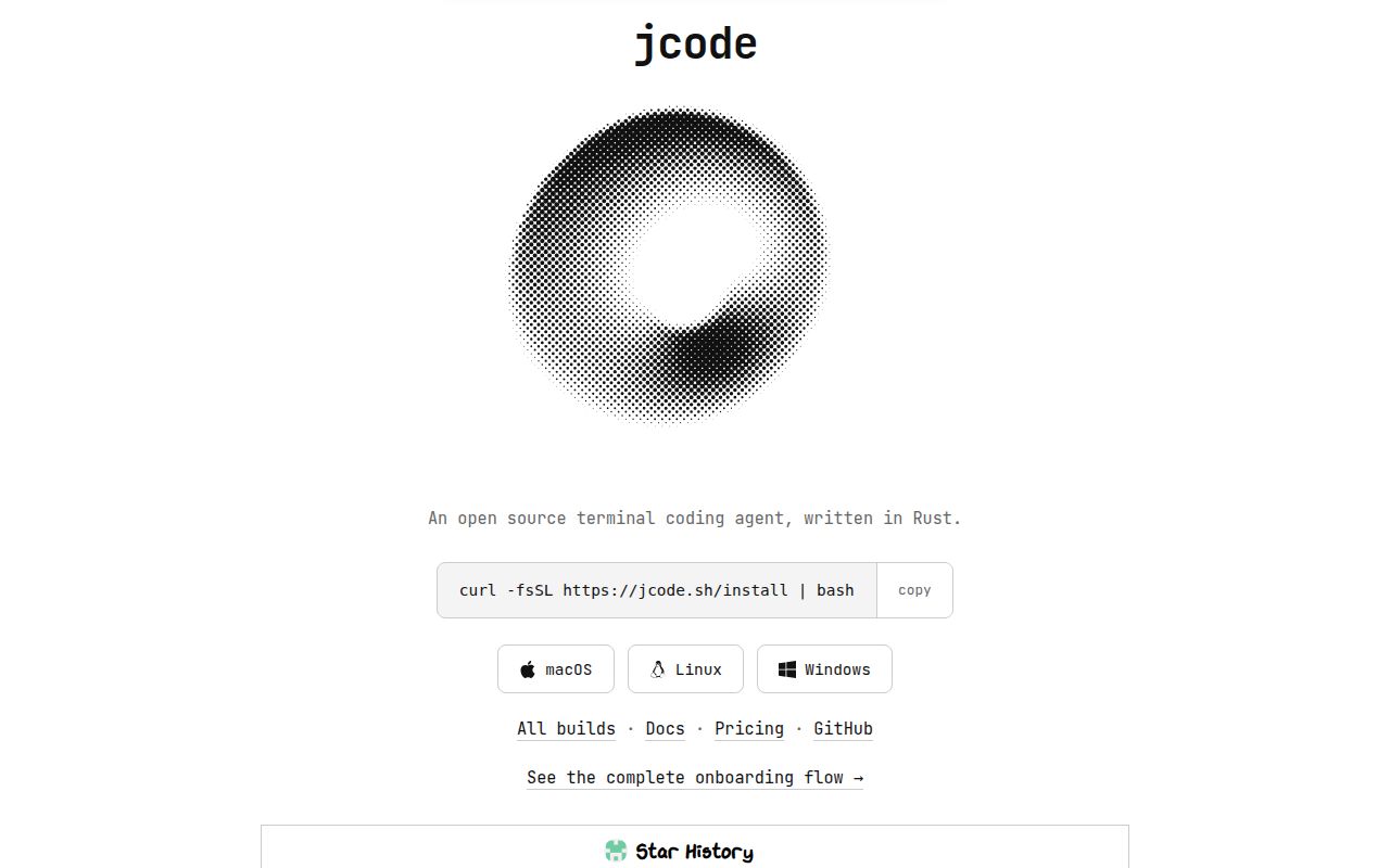 Screenshot of jcode (jcode.sh)