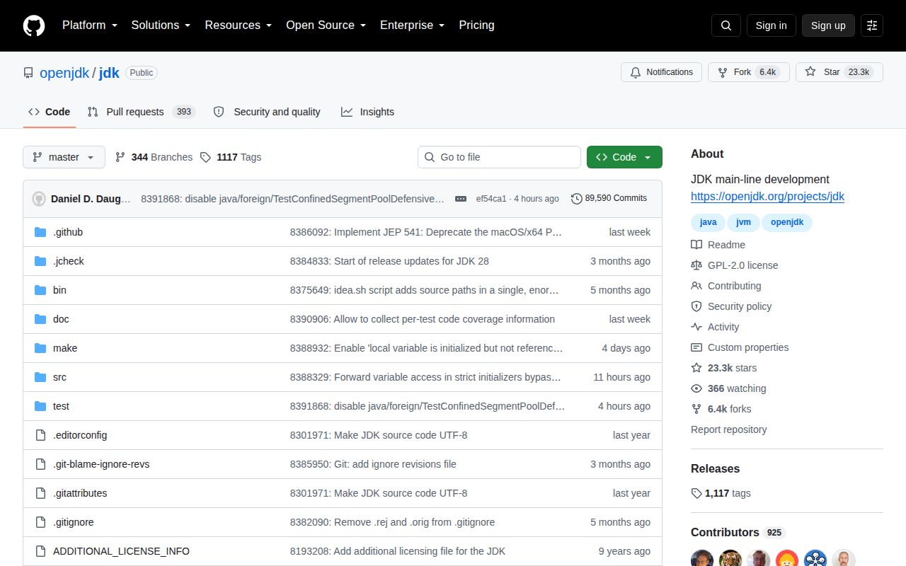 Screenshot of jdk (github.com/openjdk/jdk)