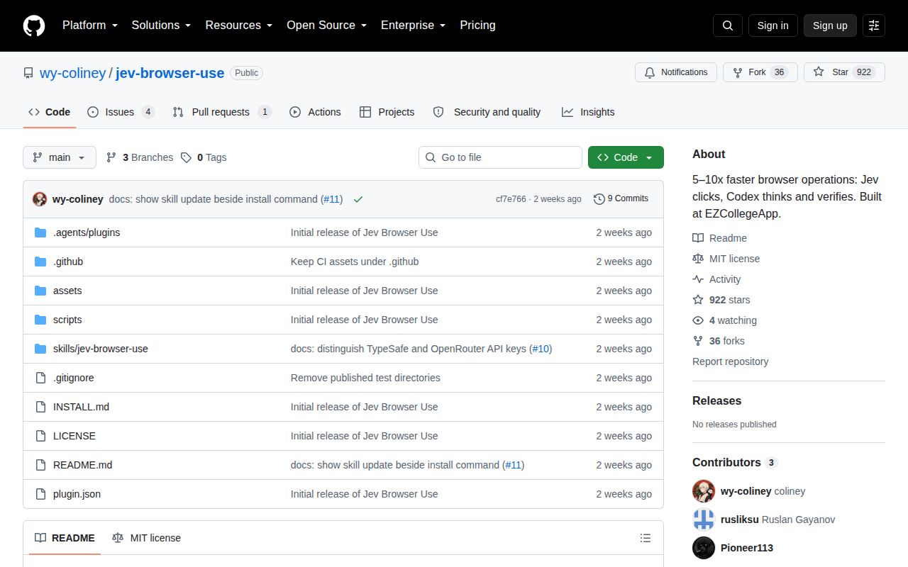 Screenshot of jev-browser-use (github.com/wy-coliney/jev-browser-use)