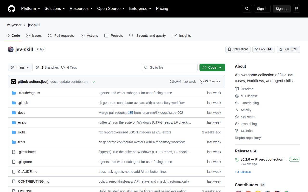 Screenshot of jev-skill (github.com/wuyoscar/jev-skill)