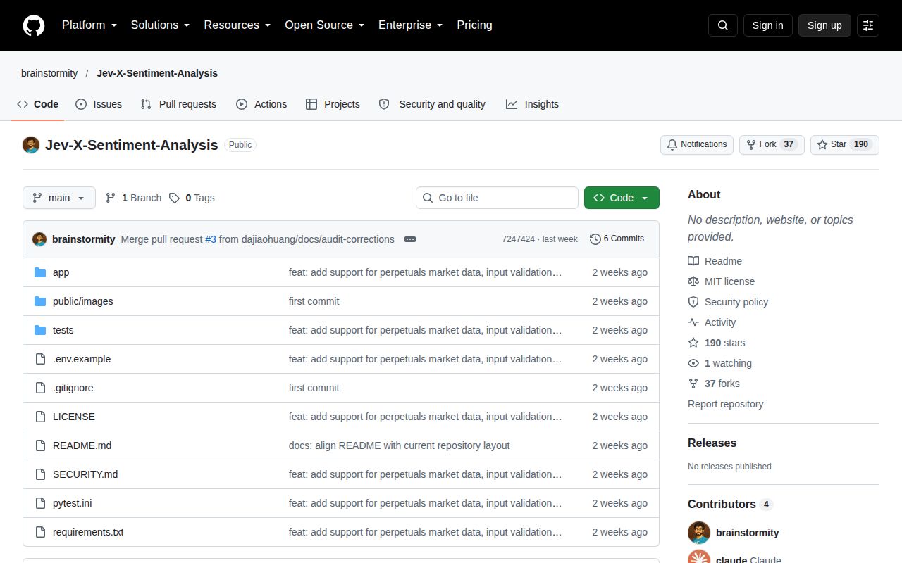 Screenshot of Jev-X-Sentiment-Analysis (github.com/brainstormity/Jev-X-Sentiment-Analysis)