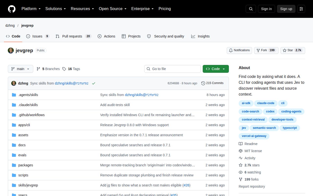 Screenshot of jevgrep (github.com/dzhng/jevgrep)