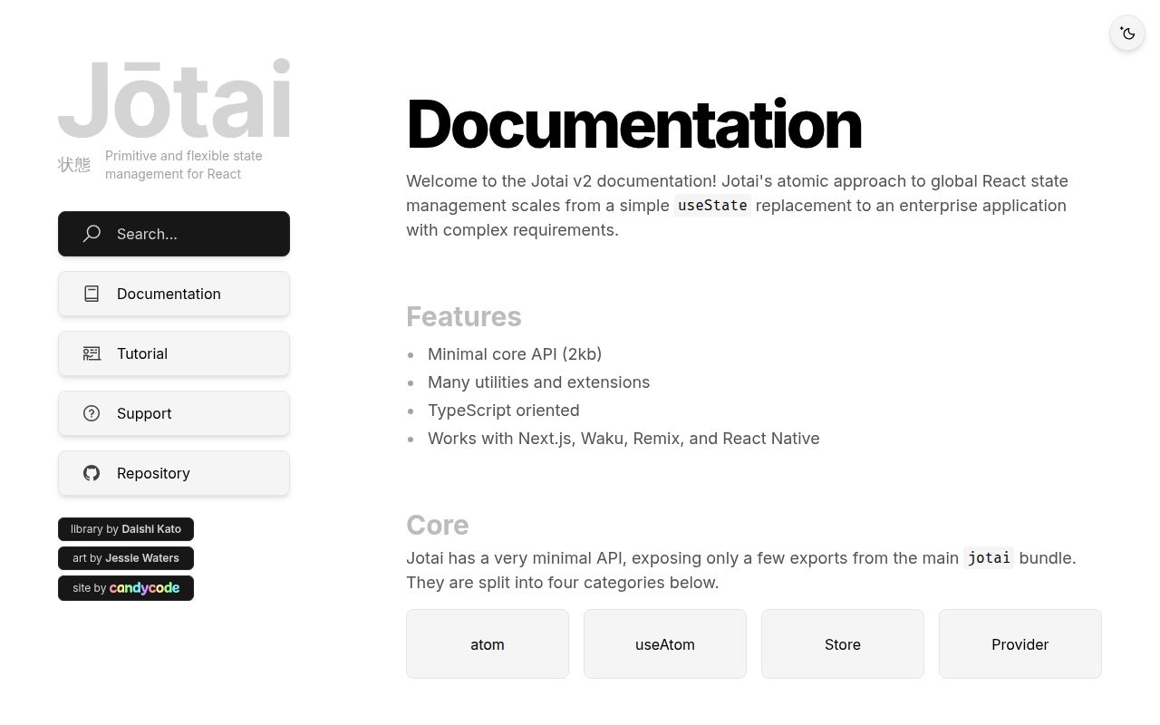 Screenshot of jotai documentation