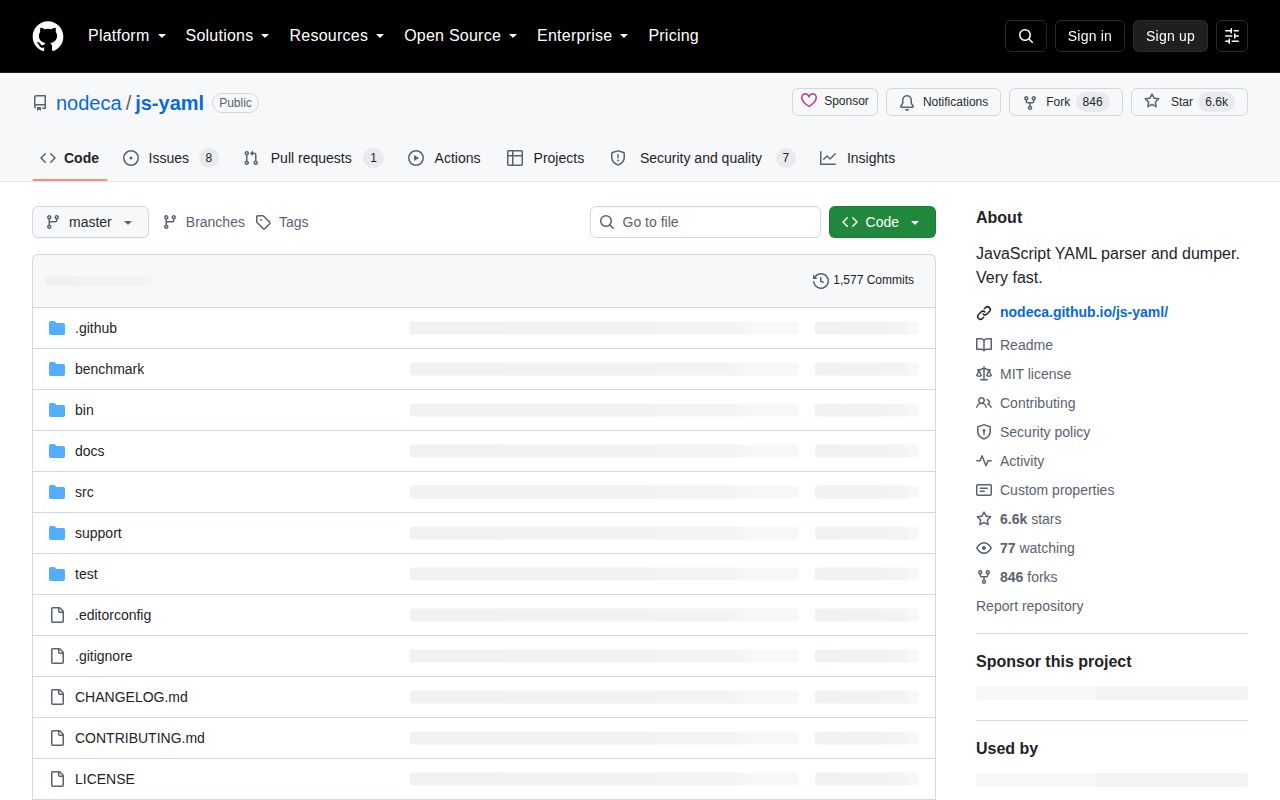 Screenshot of js-yaml documentation