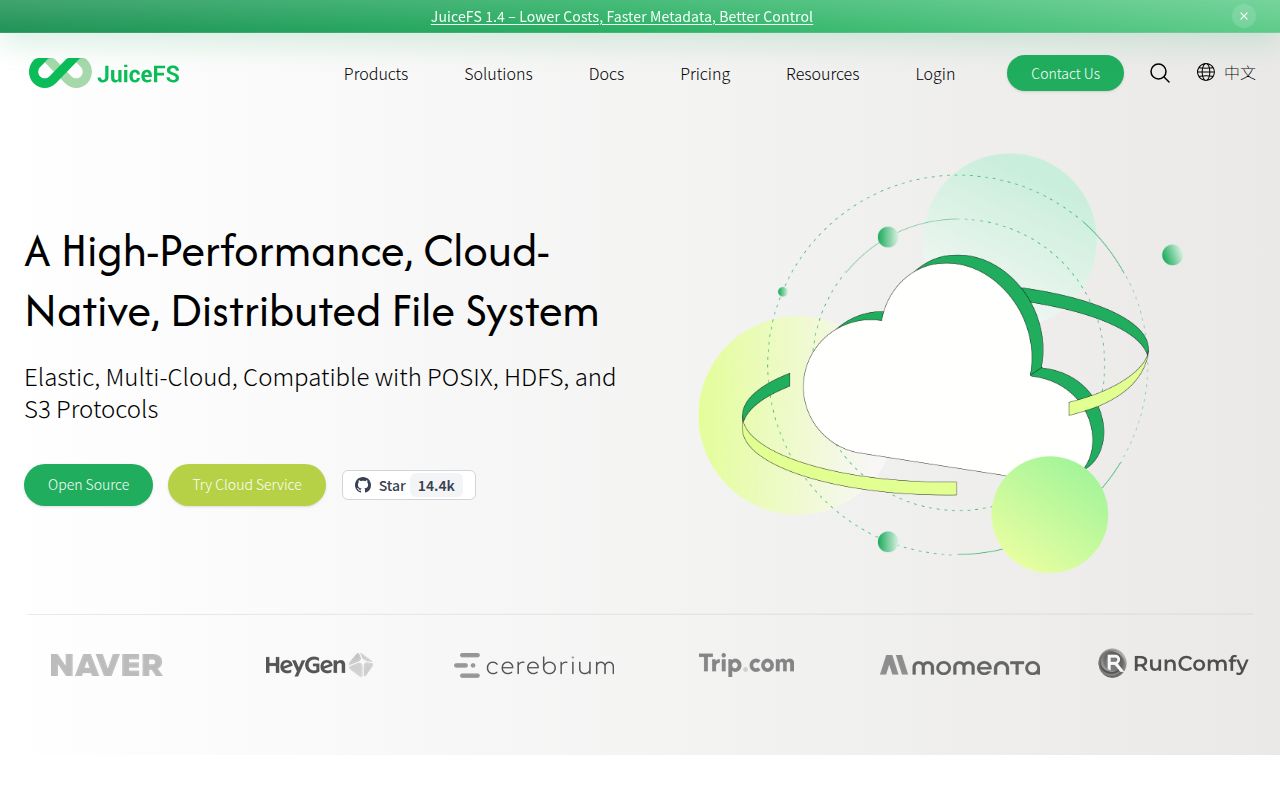 Screenshot of juicefs (juicefs.com)