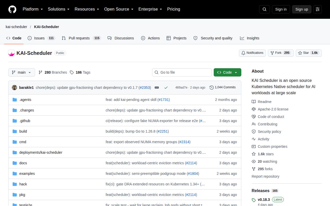 Screenshot of KAI-Scheduler (github.com/kai-scheduler/KAI-Scheduler)