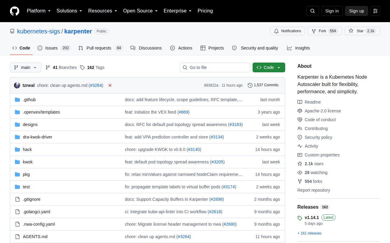 Screenshot of karpenter (github.com/kubernetes-sigs/karpenter)