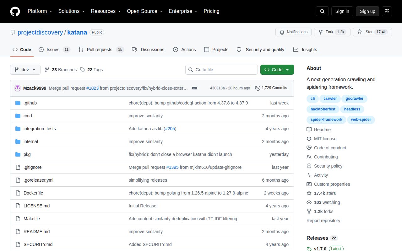 Screenshot of katana (github.com/projectdiscovery/katana)