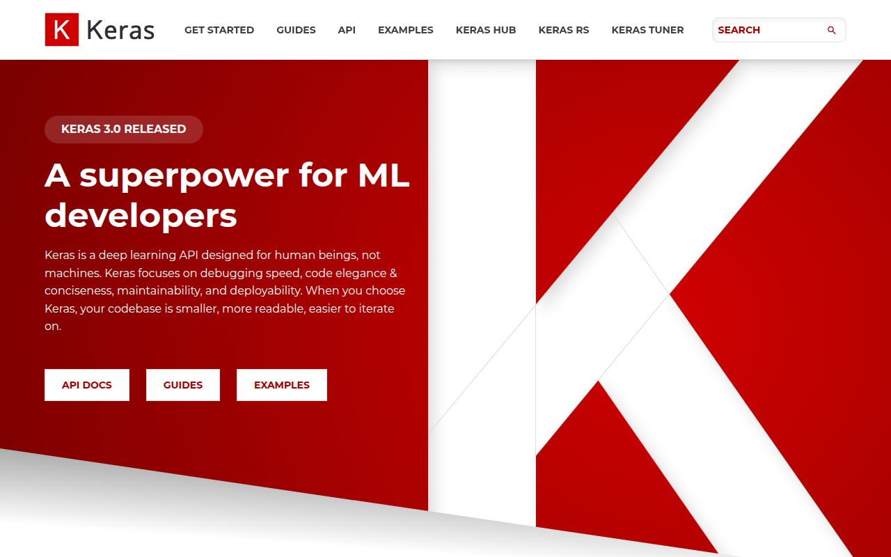 Screenshot of keras (keras.io)