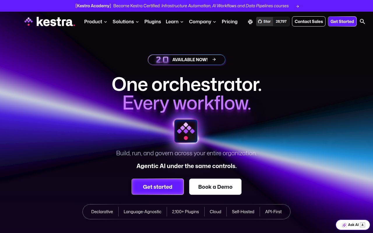 Screenshot of kestra (go.kestra.io/home)