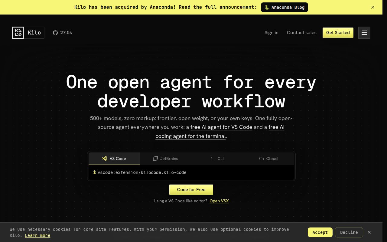 Screenshot of kilocode (kilo.ai)