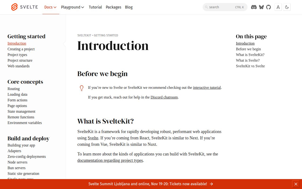 Screenshot of kit (svelte.dev/docs/kit)