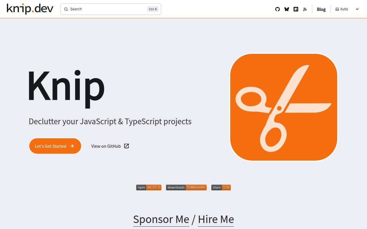 Screenshot of knip documentation