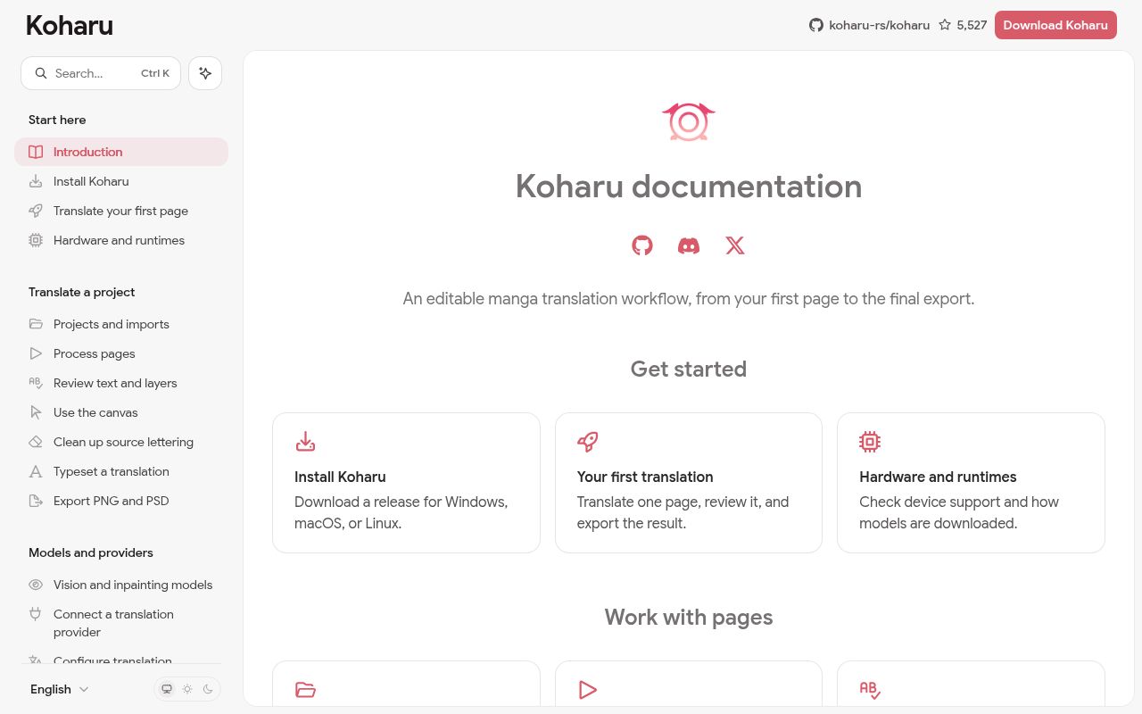 Screenshot of koharu (koharu.rs)